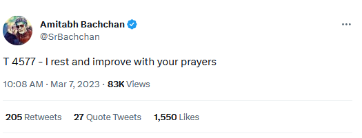Amitabh Bachchan Tweet 