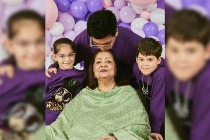 Karan Johar with mom and kids