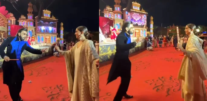 Ranveer Singh Dances Dandiya with Deepika Padukone